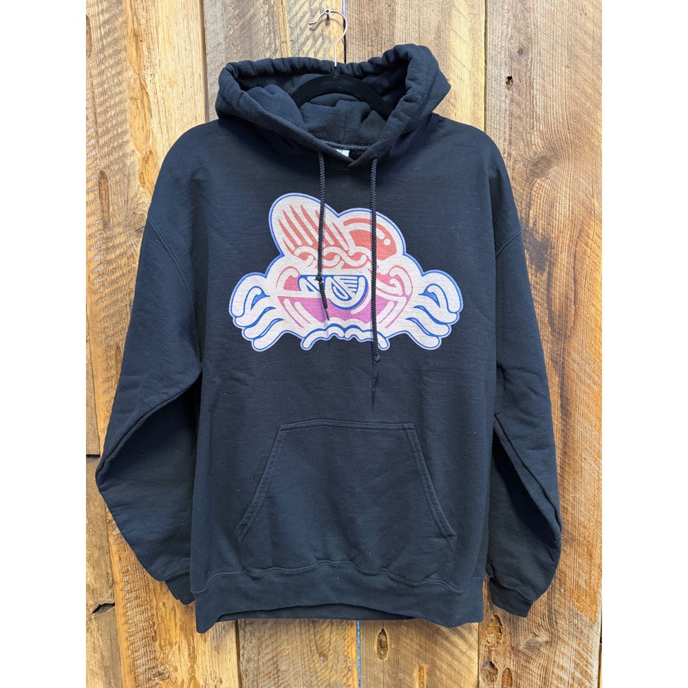 Gildan Hoodie‎ Large Black Graphic Surf Beach Y2K Skater Streetwear Indie